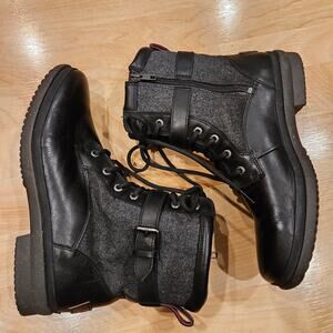 UGG Kesey Waterproof Leather Wool Combat Boots Womens 10 Black Utility Winter
